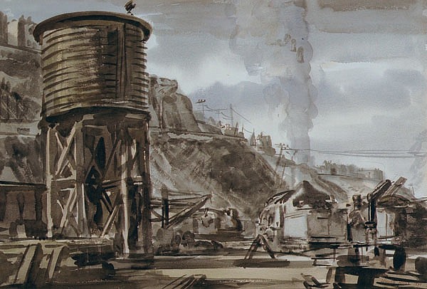Reginald Marsh, Train Depot, 1940
watercolor on paper, 14 1/2 x 22 in. (36.8 x 55.9 cm)
RM190403
