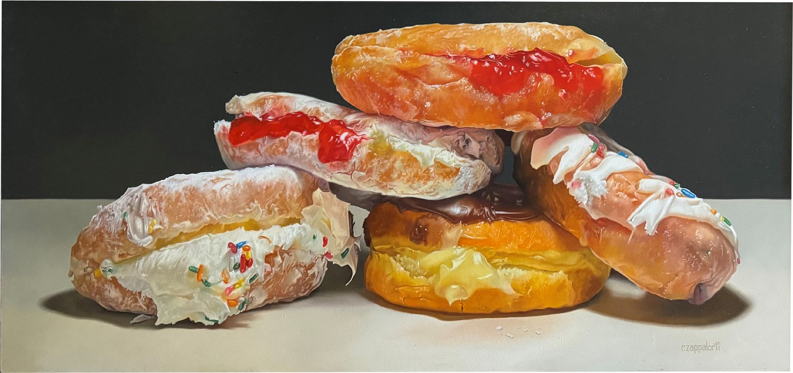 Robert E. Zappalorti, Donut Tempt Me, 2023
oil on panel, 11 x 23 1/2 in. (27.9 x 59.7 cm)
RZ231101