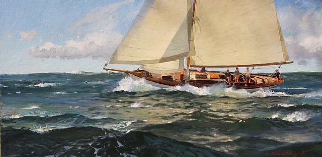 David Bareford, A Spanking Breeze on a Starboard Tack
oil on canvas, 20 x 40 in. (50.8 x 101.6 cm)
DB240201