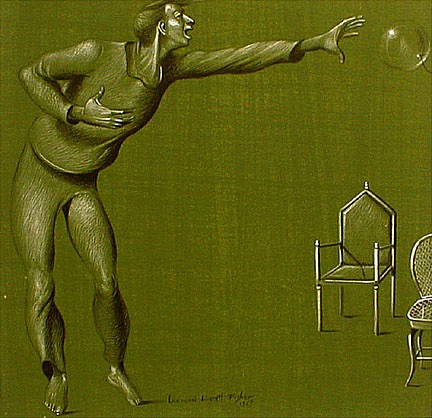 Leonard Everett Fisher, Man Chasing a Balloon, 1953
gelatine tempera on self-toned paper, 16 x 16 in. (40.6 x 40.6 cm)
LEF200306