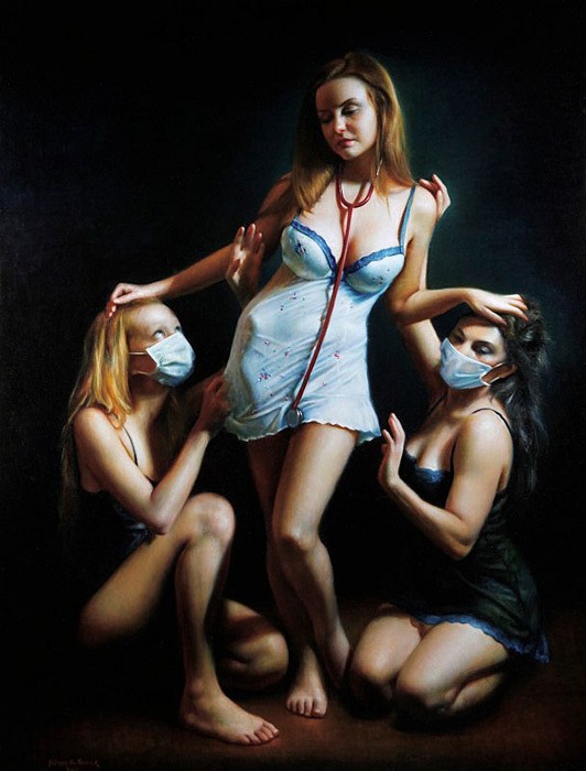 Rose Freymuth-Frazier, Three Nurses, 2011
oil on linen, 70 x 54 in. (177.8 x 137.2 cm)
RFF140402