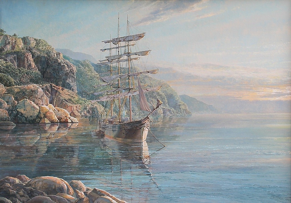 Maarten Platje, Last of the Great East India Fleet (Clipper Ship Mindoro)
oil on canvas, 27 9/16 x 39 3/8 in. (70 x 100 cm)
MP010807