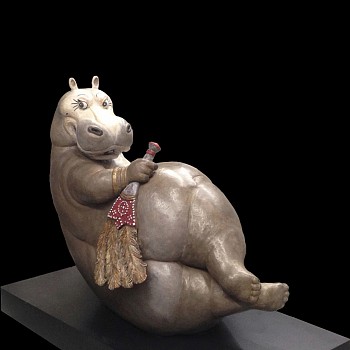 sculpture: Bjorn Skaarup Hippo Odalisque, Edition of 6