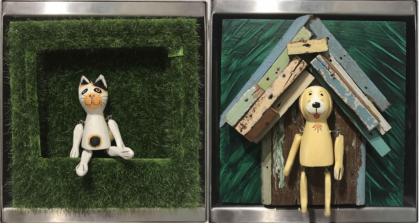 Debranne Cingari, Cat N' Dog, 2017
mix media in stainless steel case, 6 x 6 x 4 1/2 in. (15.2 x 15.2 x 11.4 cm)
DC170708