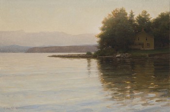 Work: Jacob Collins Yellow House on Thompson's Point at Twilight