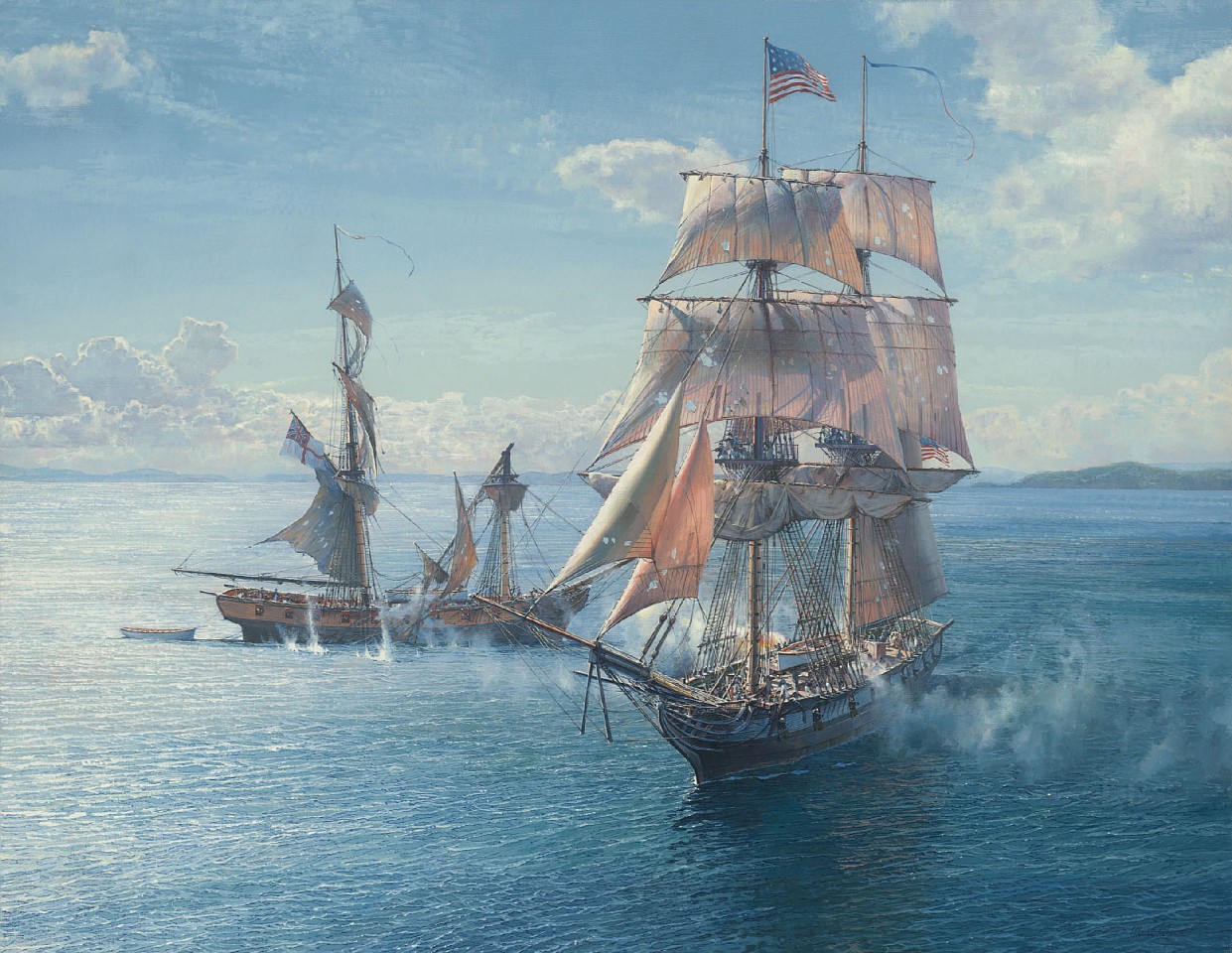 Maarten Platje, Action at Pemaquid Point, 5 September 1813, 2018
oil on linen, 27 5/8 x 35 1/2 in. (70.2 x 90.2 cm)
MP181011
