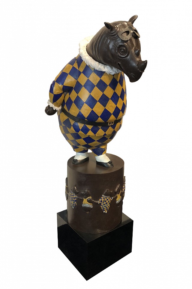 Bjorn Skaarup, Rhino Harlequin on Cylinder Base, Ed. of 6, 2018
bronze with fabric ruff, 52 x 22 x 30 in. (132.1 x 55.9 x 76.2 cm)
BS1805003