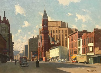 Work: Walter Brightwell Looking Down 6th Avenue Toward the Jefferson Market Library Building