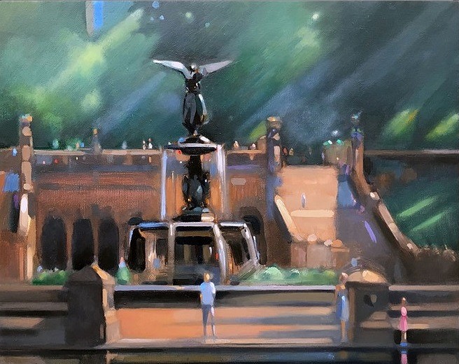 Simon Levenson, Family, man, Bethesda Fountain, 2019
oil on canvas, 14 x 18 in. (35.6 x 45.7 cm)
SL190501