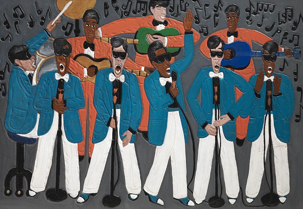 Winfred Rembert, Blue Jacket Jazz Band, 2011
Dye on carved and tooled leather, 23 1/2 x 34 in. (59.7 x 86.4 cm)
AG7578