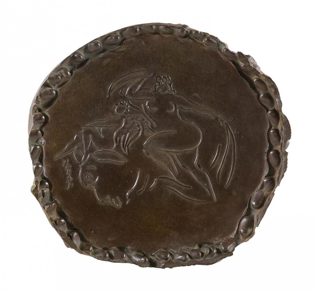 Reuben Nakian, Europa and the Bull, c. 1970
bronze, 16 1/2 x 18 x 1 1/4 in. (41.9 x 45.7 x 3.2 cm)
RN200702