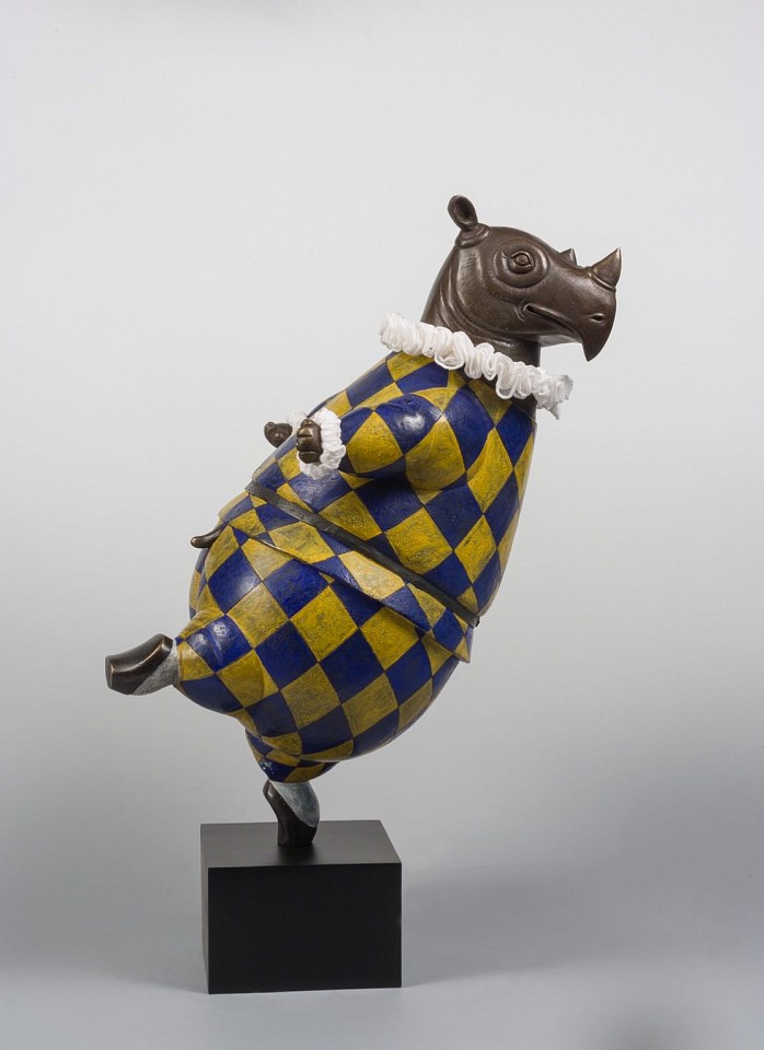 Bjorn Skaarup, Rhino Harlequin, pirouette, Ed. 2/9, 2020
bronze with fabric ruff, 25 1/2 x 12 x 15 in. (64.8 x 30.5 x 38.1 cm)
BS200807