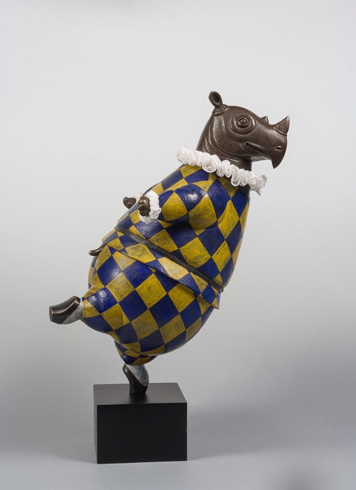 Bjorn Skaarup, Rhino Harlequin, pirouette, Ed. of 9, 2020
bronze with fabric ruff, 25 1/2 x 12 x 15 in. (64.8 x 30.5 x 38.1 cm)
BS200807