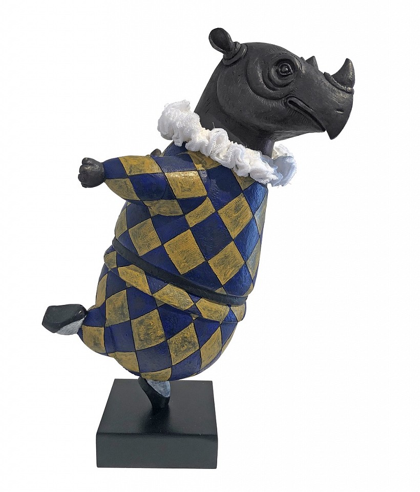 Bjorn Skaarup, Rhino Harlequin Pirouette, maquette Ed. of 9, 2021
bronze with fabric ruff, 12 x 6 x 8 in. (30.5 x 15.2 x 20.3 cm)
BS210305