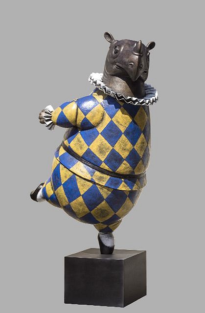 Bjorn Skaarup, Rhino Harlequin, pirouette, Ed. of 6, 2021
bronze, 81 x 45 x 45 in.