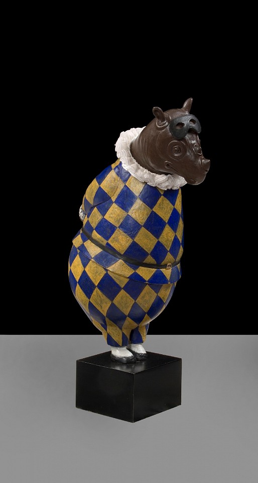 Bjorn Skaarup, Rhino Harlequin, bowing, Ed. AP 3/3, 2019
bronze with fabric ruff, 25 1/2 x 9 x 14 in. (64.8 x 22.9 x 35.6 cm)
BS190402