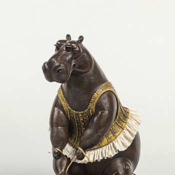 sculpture: Bjorn Skaarup Seated Hippo Ballerina, Ed. of 9