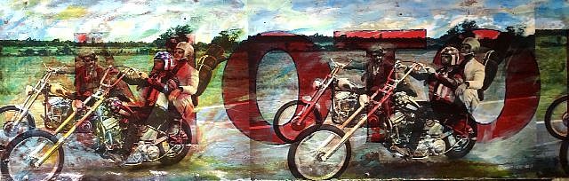 Kadir López, Easy Rider
mixed media on vintage enamel sign, 12 x 74 in.
KL220235