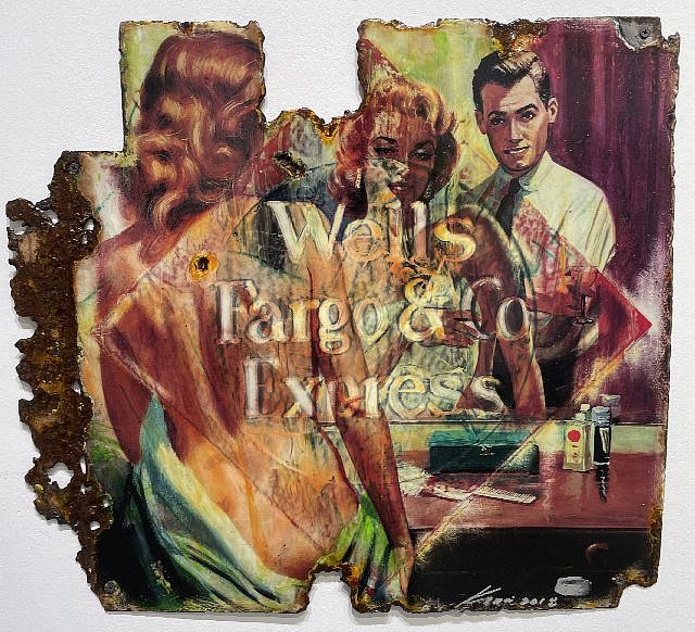 Kadir López, Mirror, 2018
mixed media on vintage enamel sign, 21 x 23 in.
KL220103