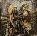 Kadir López, Sitting Bull and Buffalo Bill
mixed media on vintage enamel sign