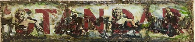 Kadir López, How to Marry a Millionaire
mixed media on vintage enamel sign, 12 x 56 in.
KL220234