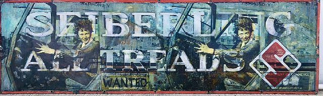 Kadir López, Amelia Earhart, 2022
mixed media on vintage enamel sign, 18 x 60 in.
KL220260