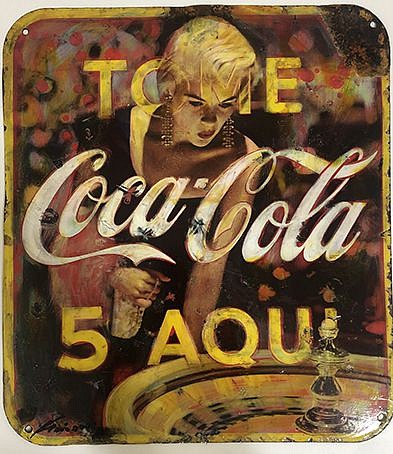 Kadir López, Jayne Mansfield
mixed media on vintage enamel sign, 19 x 17 in.
KL220256