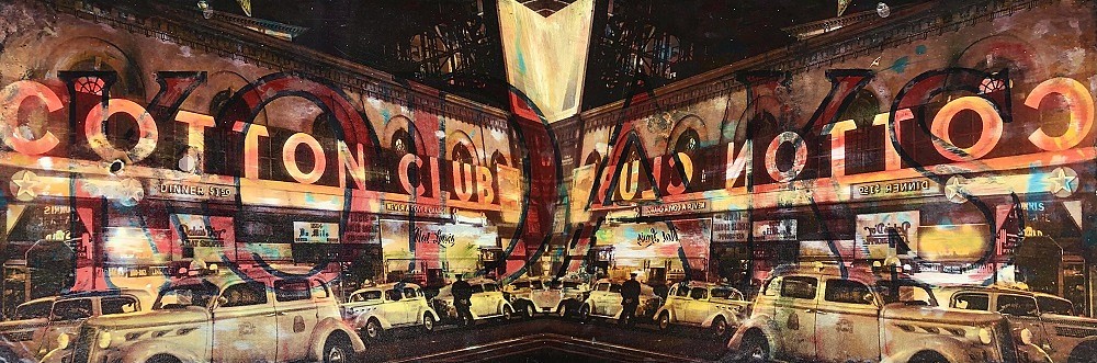 Kadir López, Cotton Club Kodaks, 2022
mixed media on vintage enamel sign, 9 x 26 in. (22.9 x 66 cm)
KL220510