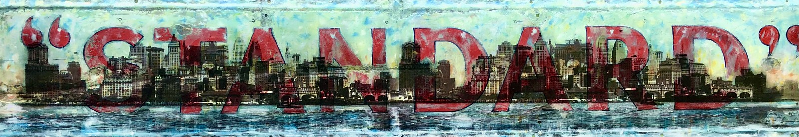 Kadir López, New York City Skyline, 2022
mixed media on vintage enamel sign, 12 x 74 in. (30.5 x 188 cm)
KL220509