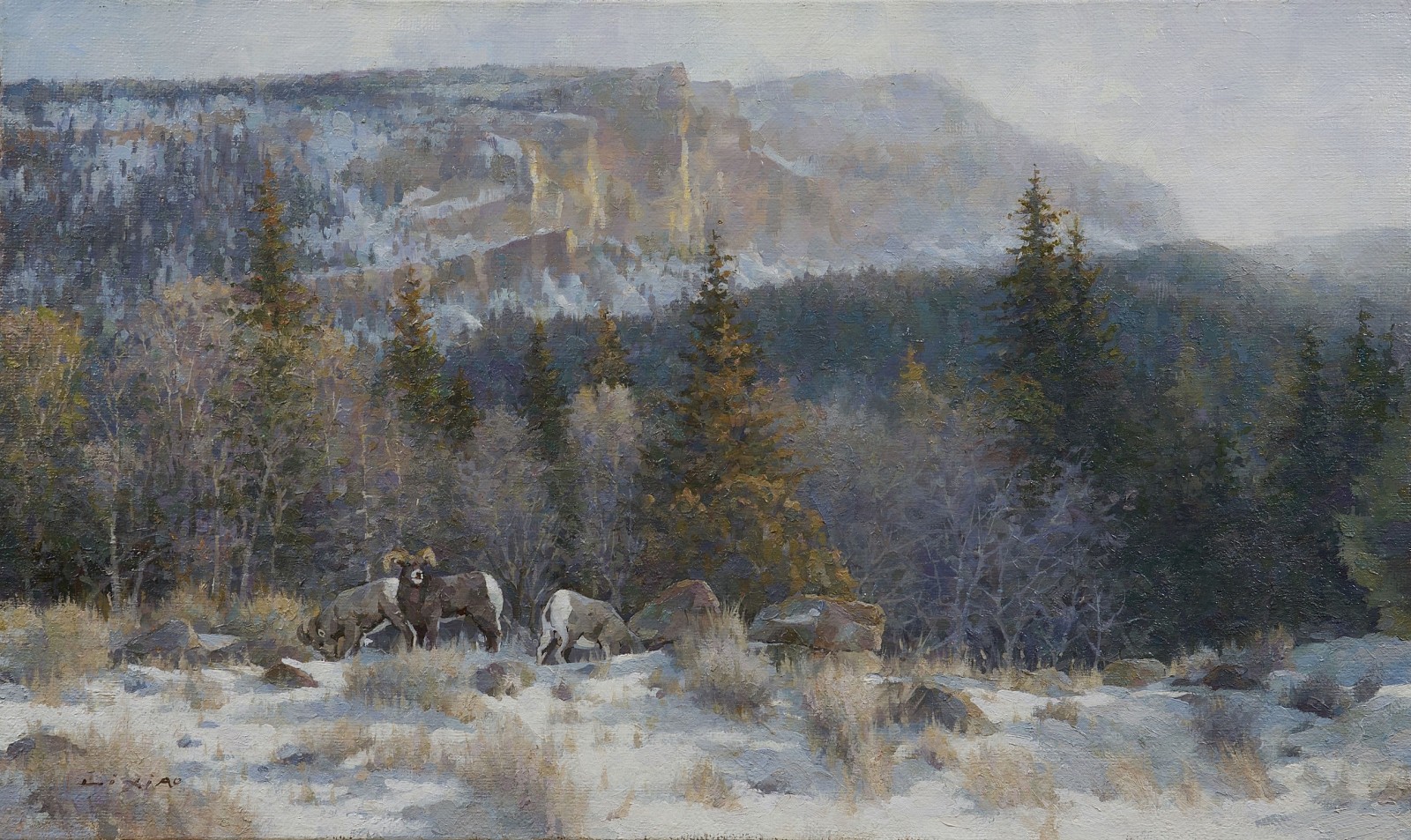 Li Xiao, Snow Scene in the Canyon, 2022
oil on canvas, 18 x 30 in.
LX042201