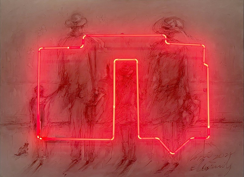 Kadir López, The Family, 2022
oil on canvas with neon, 35 x 45 in.
KL220505