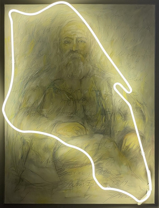 Kadir López, Telephone Man, 2022
oil on canvas with neon, 40 x 30 in.
KL220506