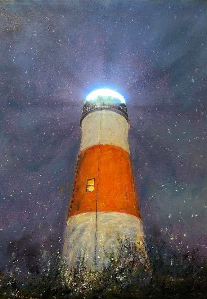 Kadir López, Sankaty Lighthouse, 2022
oil on canvas with neon, 40 x 26 in.
KL220617