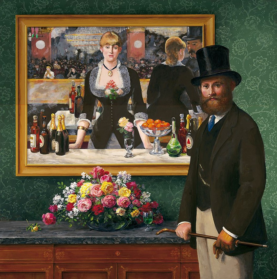 Jenness Cortez, Manet Revisits the Folies Bergère, 2023
acrylic on mahogany panel, 30 x 30 in. (76.2 x 76.2 cm)
JC230201