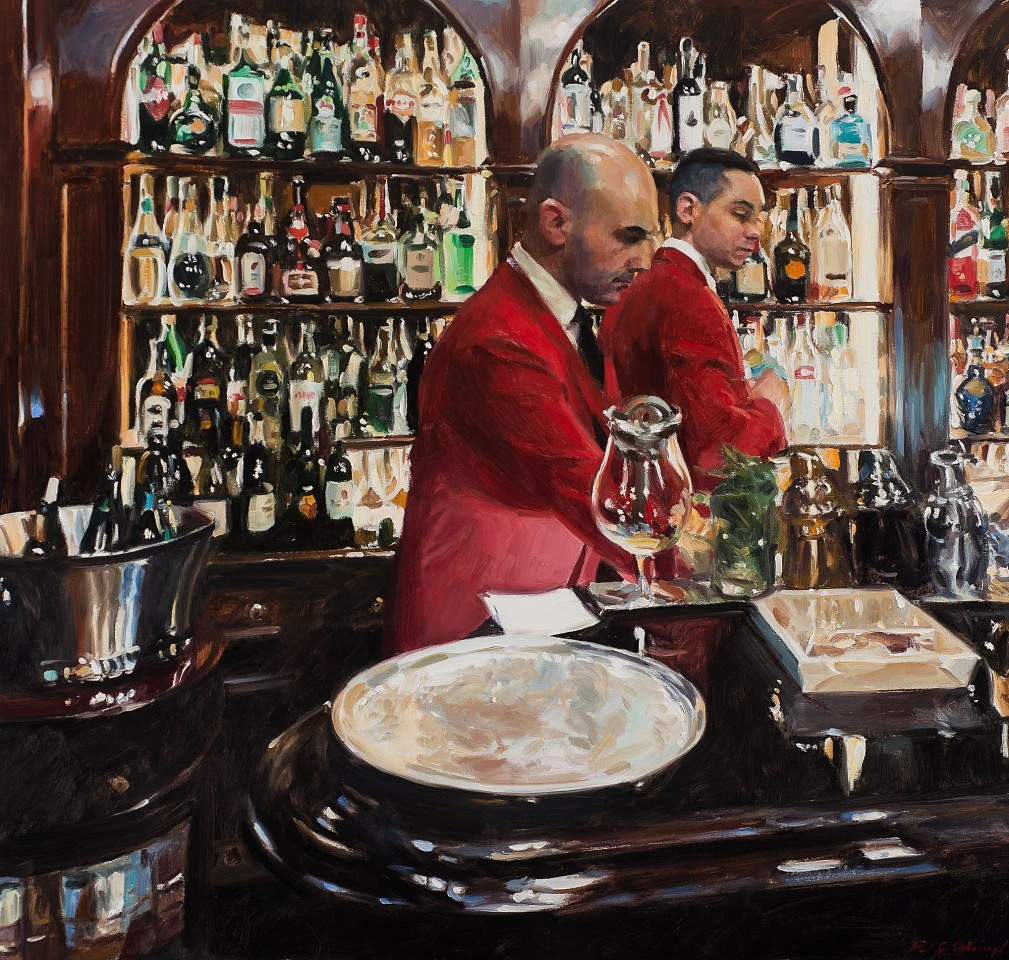 Paul G. Oxborough, At the Hassler Bar, 2023
oil on linen, 36 x 38 in. (91.4 x 96.5 cm)
PO231001
