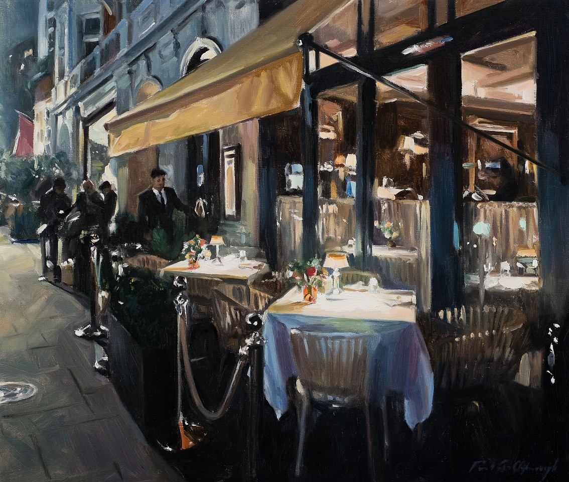 Paul G. Oxborough, London Café at Night, 2023
oil on linen, 18 x 21 in. (45.7 x 53.3 cm)
PO231016