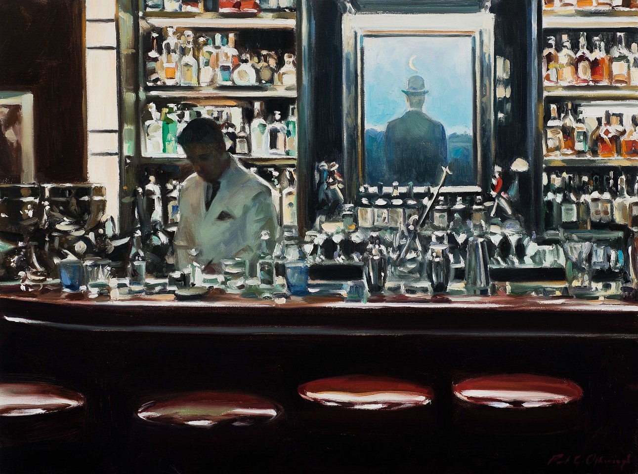 Paul G. Oxborough, Magritte Bar, 2023
oil on linen, 21 x 28 in. (53.3 x 71.1 cm)
PO231009