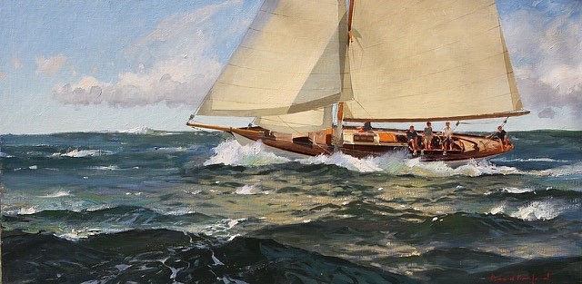 David Bareford, A Spanking Breeze on a Starboard Tack, 2024
oil on canvas, 20 x 40 in. (50.8 x 101.6 cm)
DB240201