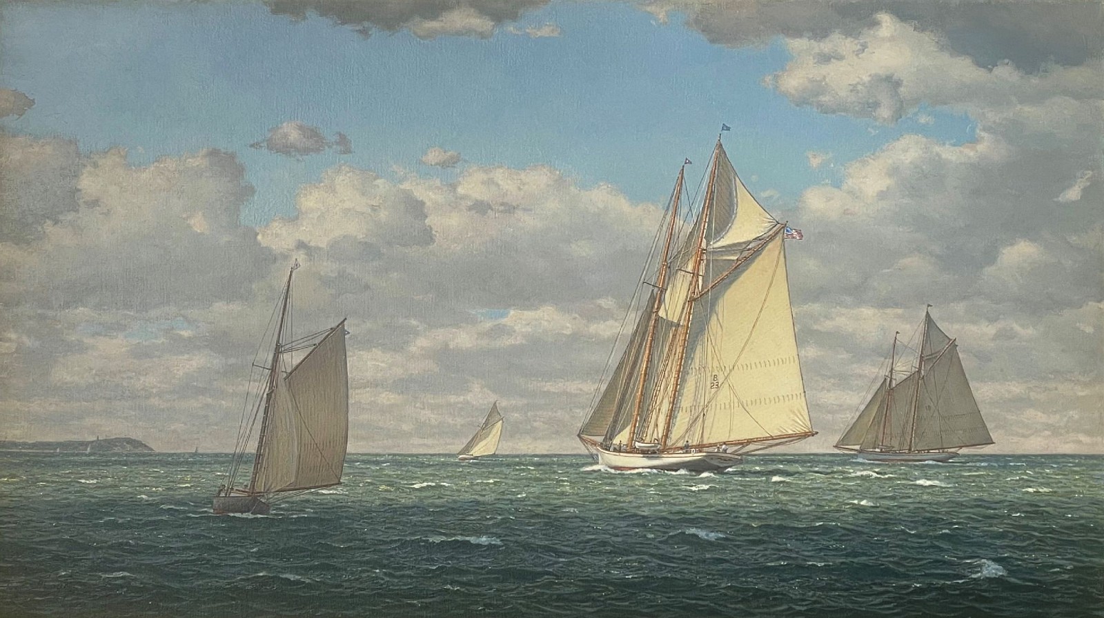Richard Loud, Schooner Yacht America, Gay Head, Martha’s Vineyard, c. 1893
oil on canvas, 25 x 44 in. (63.5 x 111.8 cm)
RL240402
