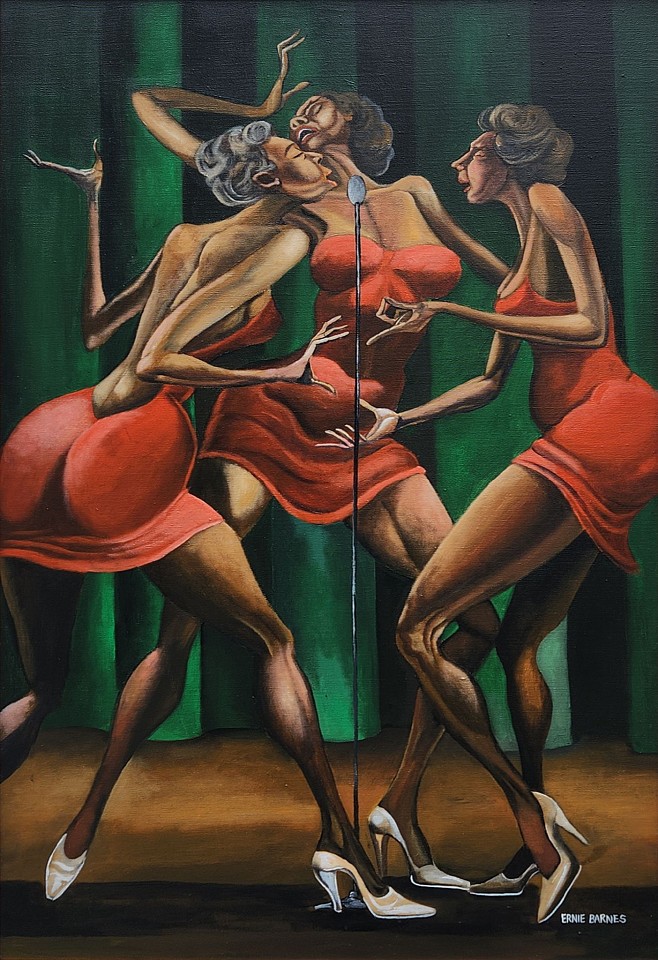 Ernie Barnes, Singing Sisters, c. 1974-79
acrylic on canvas, 36 x 24 in. (91.4 x 61 cm)
EB250101