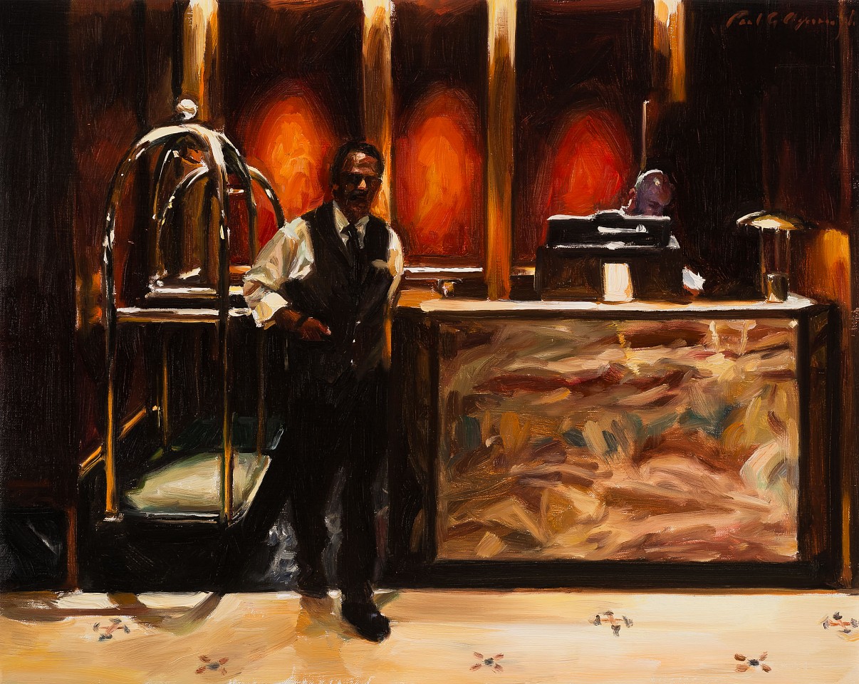 Paul G. Oxborough, Bellmen, 2025
oil on linen, 16 x 20 in. (40.6 x 50.8 cm)
PO250321