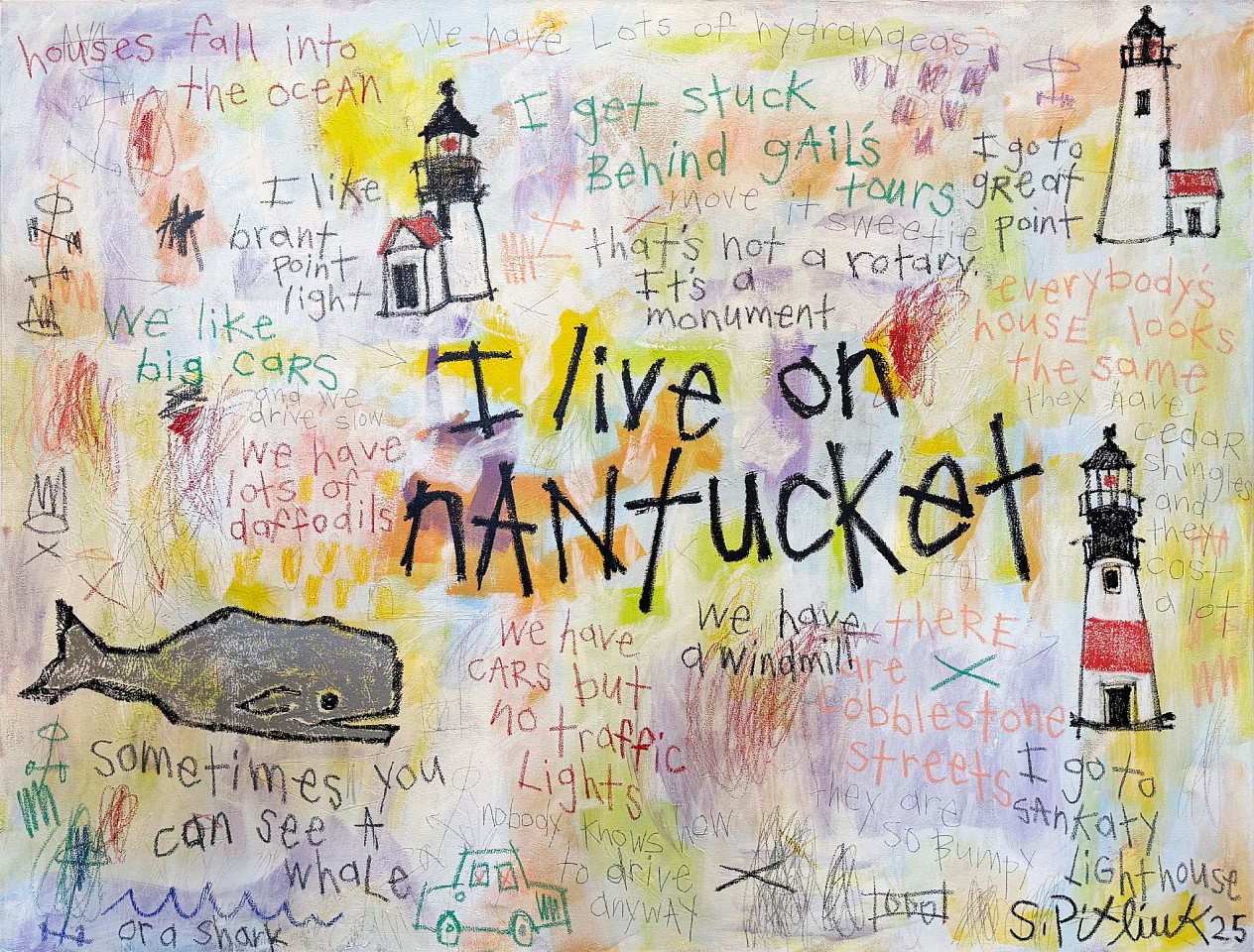 Stephen Pitliuk, I live on Nantucket, 2025
mixed media on canvas, 48 x 60 in. (121.9 x 152.4 cm)
SP250501