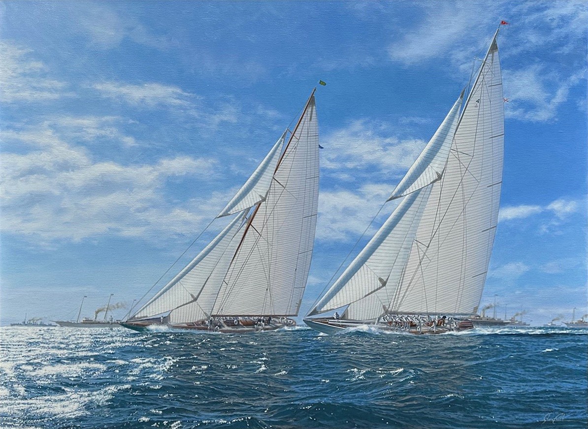 Shane Couch, A Close Start, 1930 America's Cup Race, 2023
oil on canvas, 30 x 40 in. (76.2 x 101.6 cm)
SC250502