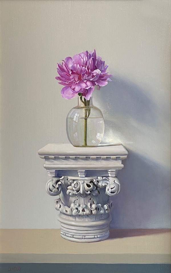 David Henry, Peony on a Pedestal, 2025
oil on birch panel, 15 x 9 1/2 in. (38.1 x 24.1 cm)
DH250502