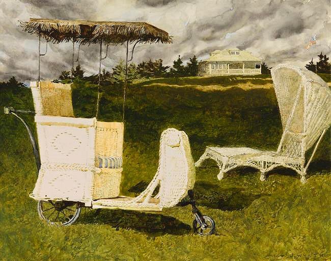 Jamie Wyeth, A Couple of Chairs Sitting Around the Coast of Maine, 1982
acrylic and watercolor on white Strathmore paper, 23 x 29 in. (58.4 x 73.7 cm)
AG7061
