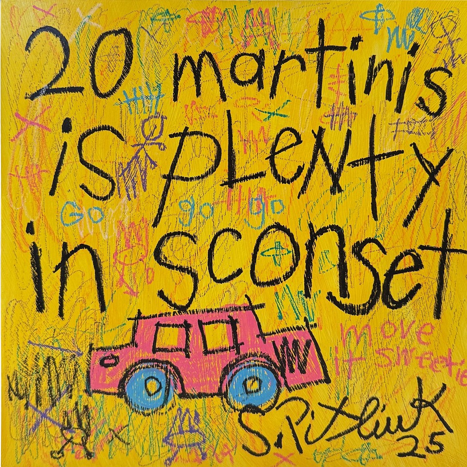 Stephen Pitliuk, 20 Martinis is Plenty in Sconset, 2025
acrylic and oil on panel, 10 x 10 in. (25.4 x 25.4 cm)
SP250803