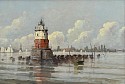 Nicholas Berger, Robbins Reef Light: Quiet Sentry in New York Bay
2017, oil on panel