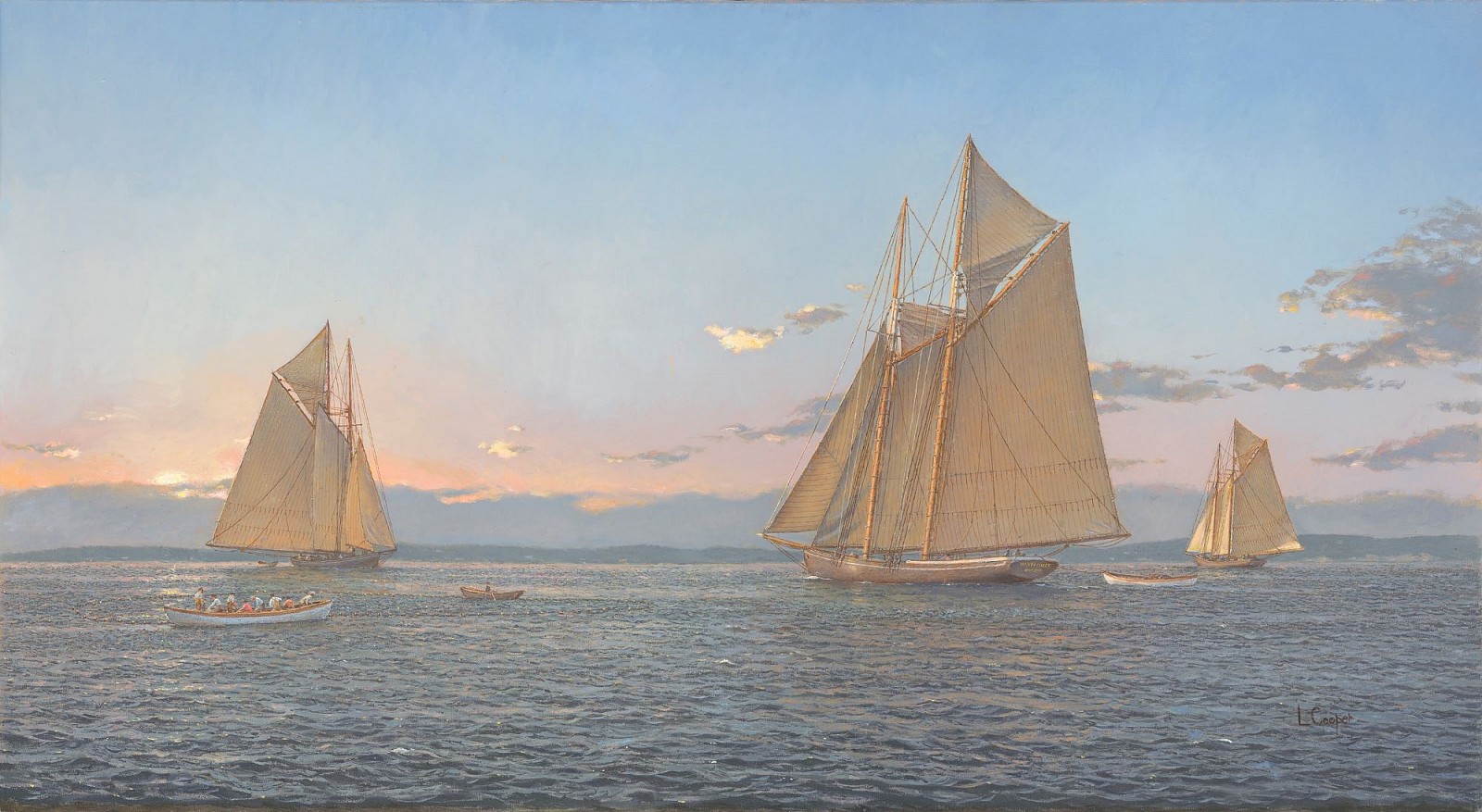 Laura Cooper, Working a Set, Mackerel Seiners off the N. E. Coast, 1920, 2026
oil on linen, 23 x 42 in. (58.4 x 106.7 cm)
LC260201