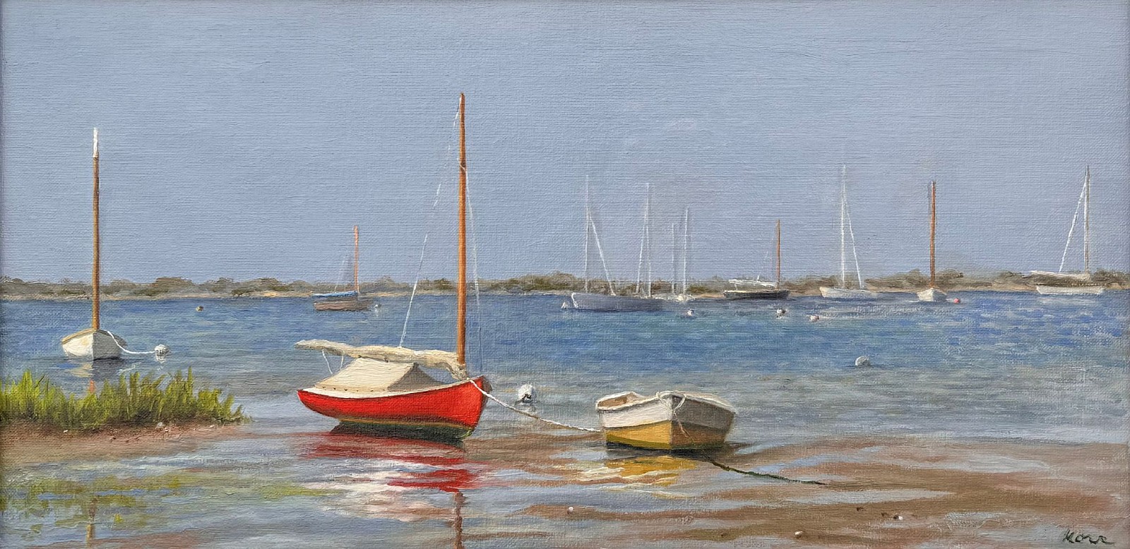 Marla Korr, Red Boat in Low Tide, 2026
oil on linen, 12 x 24 in. (30.5 x 61 cm)
MK260402