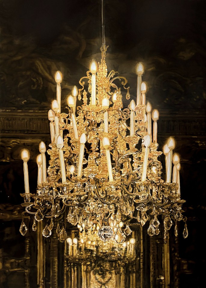 Tommaso Ottieri, Chandelier 2, 2025
oil on board, 82 5/8 x 59 in. (210 x 150 cm)
TO260102